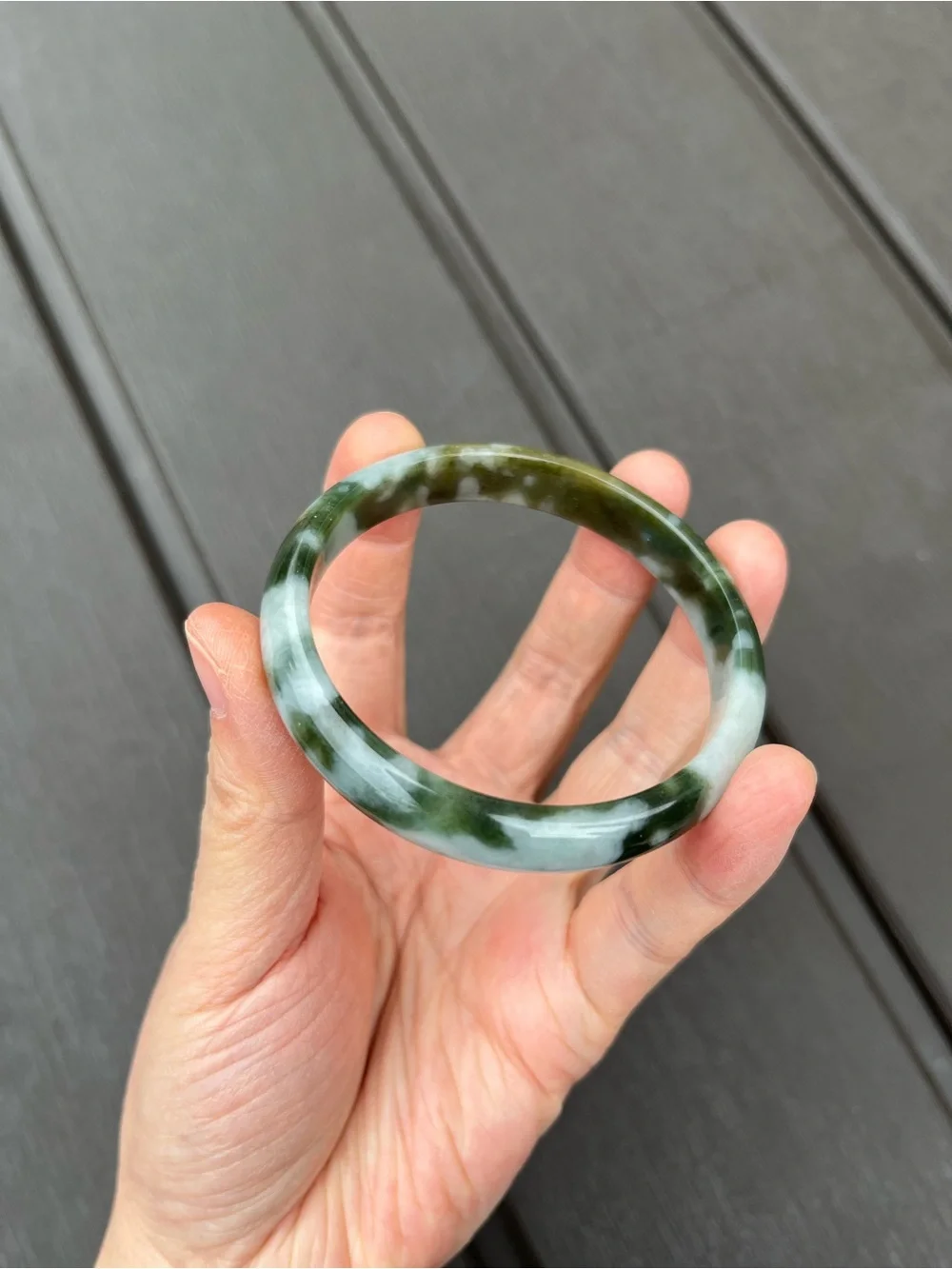 BW105-L 56.5mm Certified Untreated Grade A Burmese Jadeite Bangle Jade Bracelet